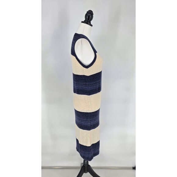 Ralph Lauren Cotton Linen Navy Striped Bodycon Sweater Dress Womens Sz Small - Picture 4 of 8